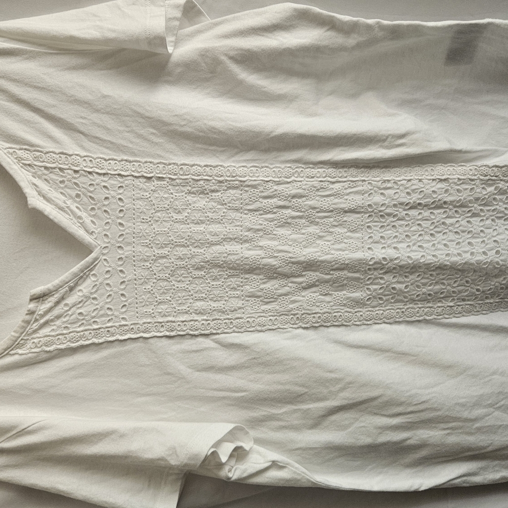 Karen Scott Ivory Lace Accent Blouse
